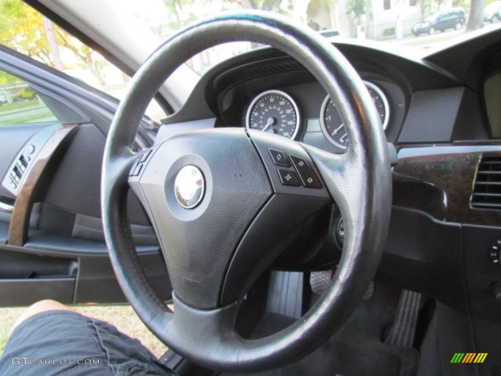 2004 BMW 5 Series 530i Sedan Black Steering Wheel Photo #78548369