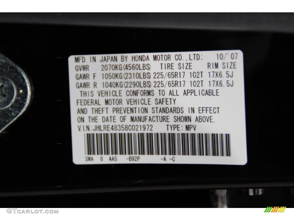 2008 CR-V LX 4WD - Nighthawk Black Pearl / Black photo #26