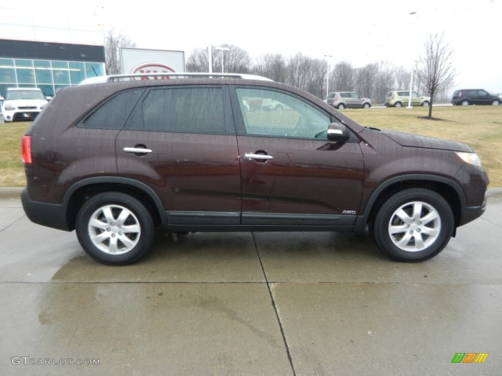 2012 Sorento LX V6 AWD - Dark Cherry / Black photo #2