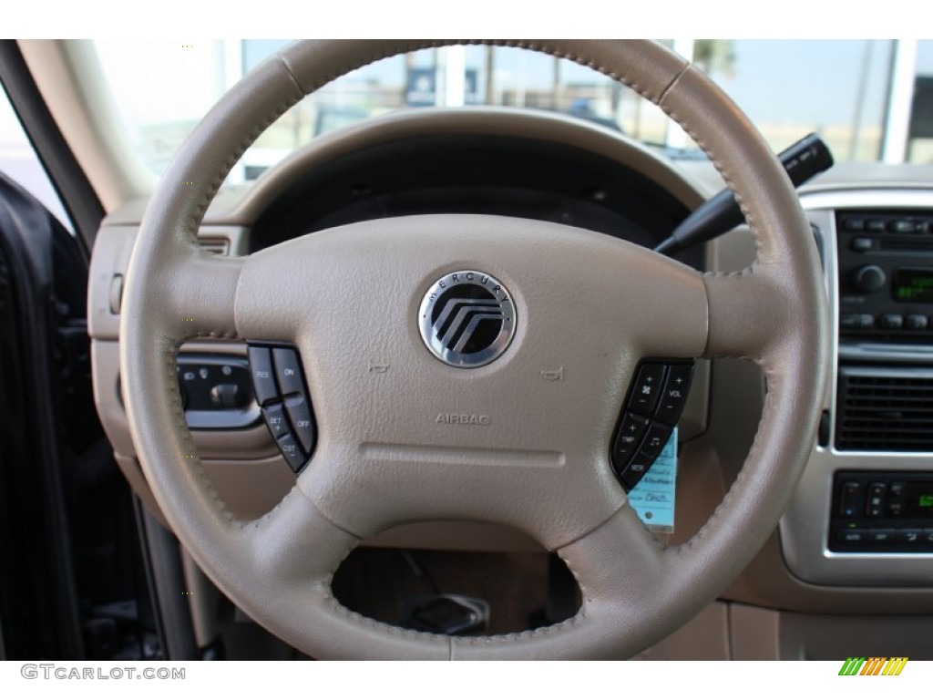 2005 Mercury Mountaineer V6 Premier Medium Dark Parchment Steering Wheel Photo #78553955