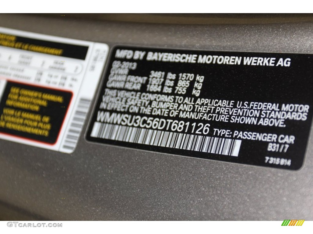 2013 Cooper Color Code B31 for Velvet Silver Metallic Photo #78556478