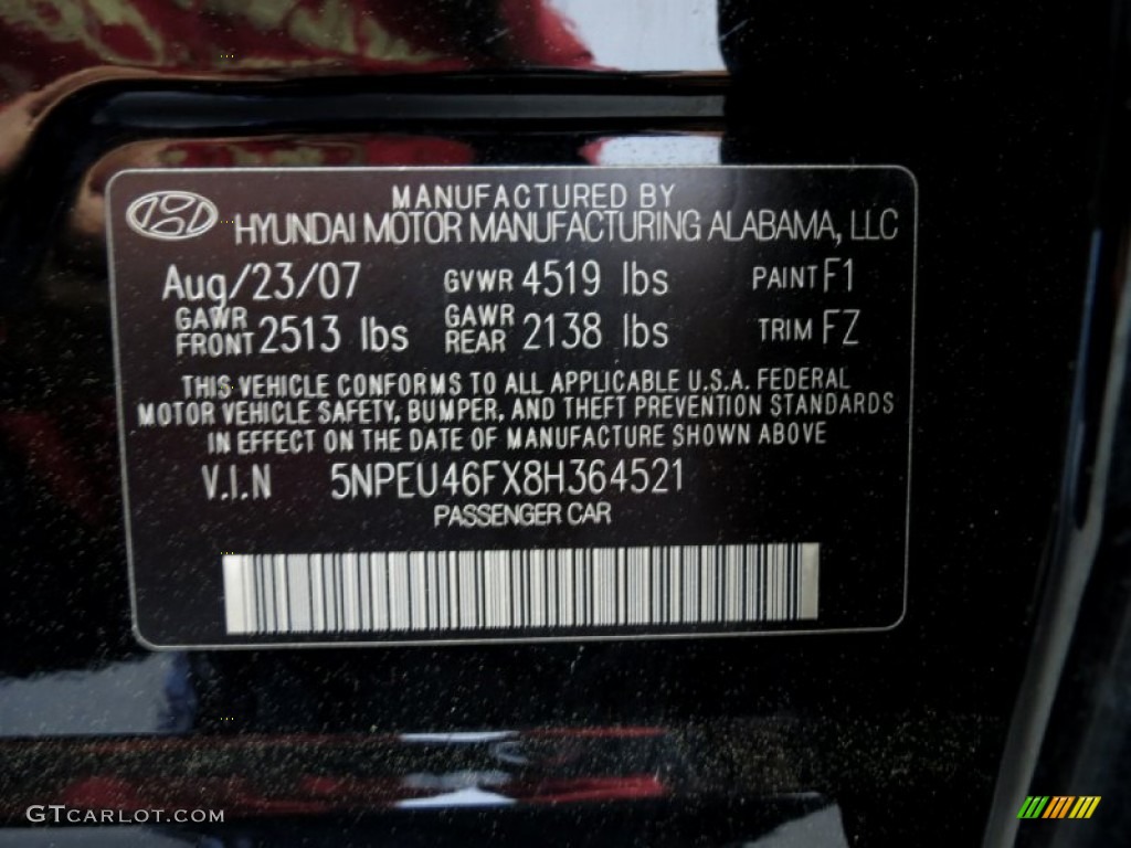 2008 Sonata Limited V6 - Ebony Black / Gray photo #6