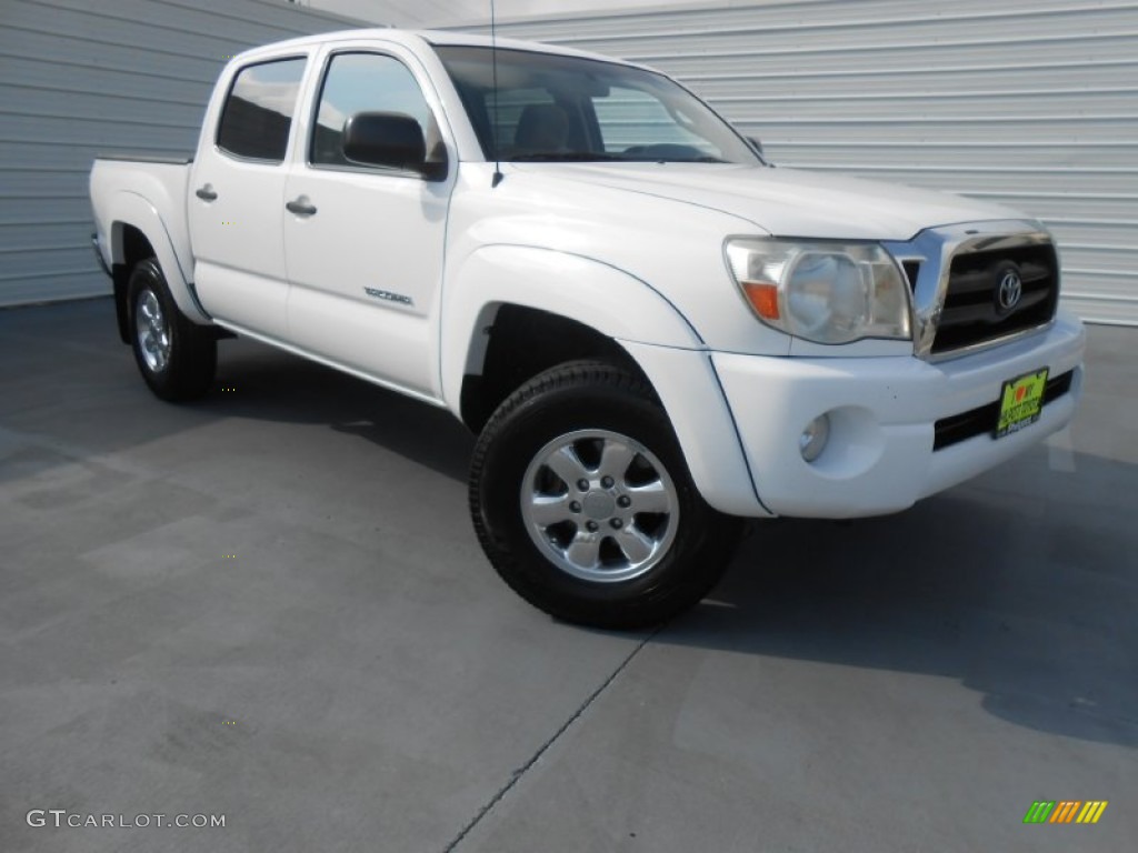 2007 Tacoma V6 SR5 PreRunner Double Cab - Super White / Taupe photo #1