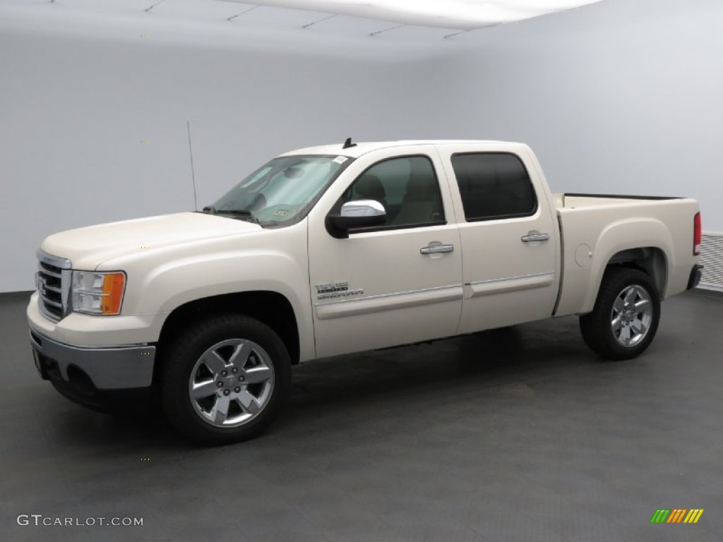 2013 Sierra 1500 SLE Crew Cab - White Diamond Tricoat / Very Dark Cashmere/Light Cashmere photo #1