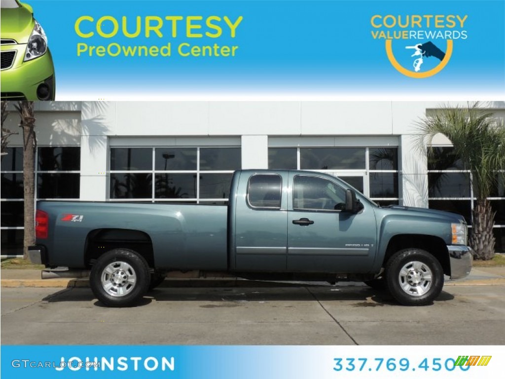 2008 Silverado 2500HD LT Extended Cab 4x4 - Blue Granite Metallic / Ebony Black photo #1