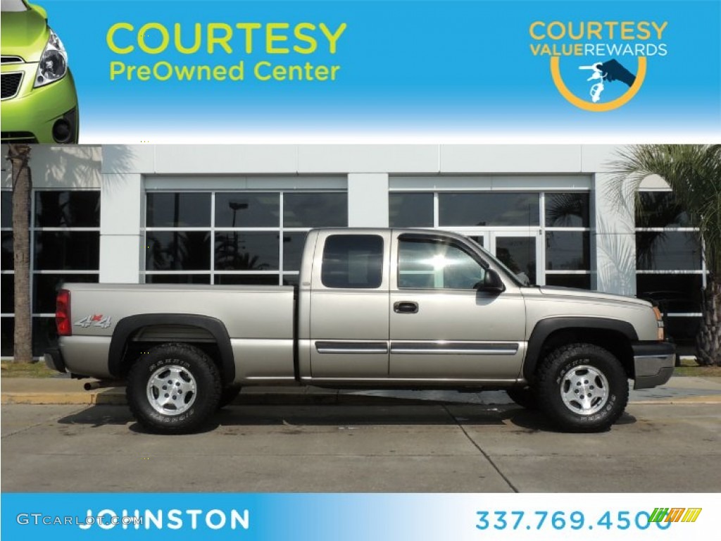 2003 Silverado 1500 LS Extended Cab 4x4 - Light Pewter Metallic / Dark Charcoal photo #1