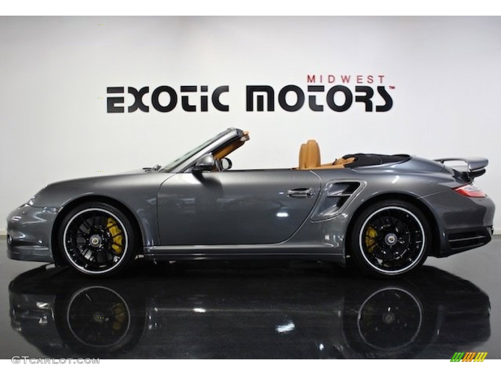 2011 911 Turbo S Cabriolet - Meteor Grey Metallic / Natural Brown photo #1