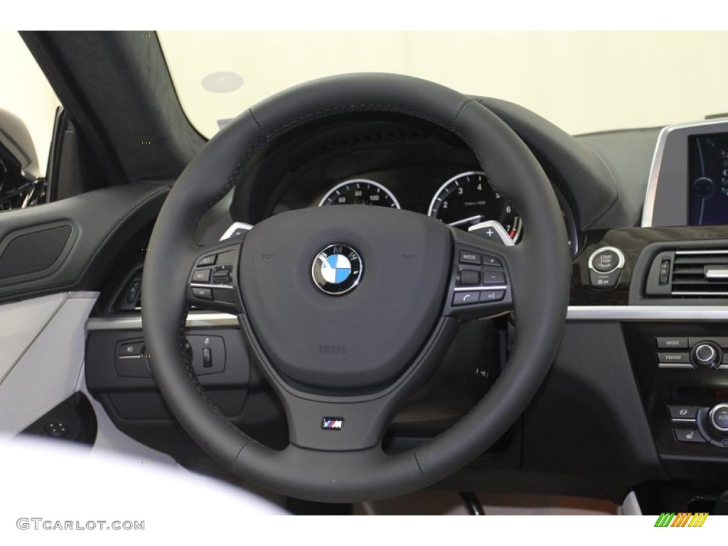 2013 BMW 6 Series 640i Gran Coupe Ivory White Steering Wheel Photo #78559961
