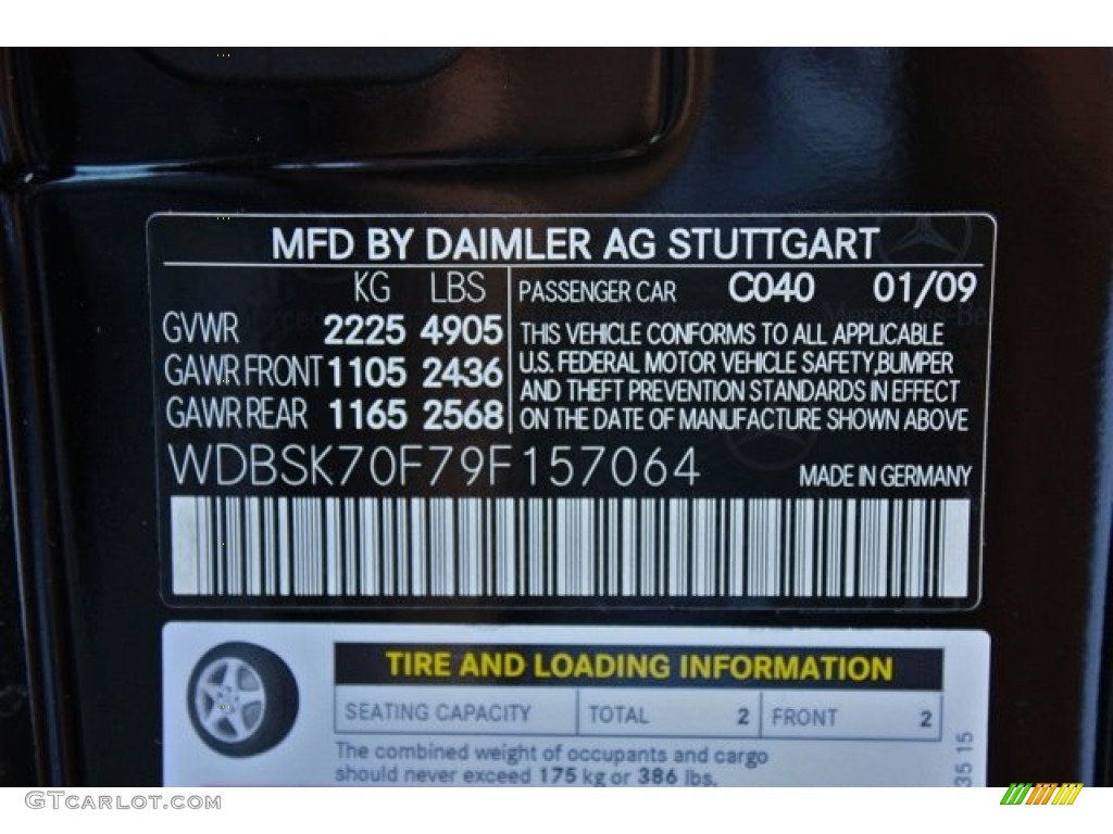 2009 SL Color Code 040 for Black Photo #78563123