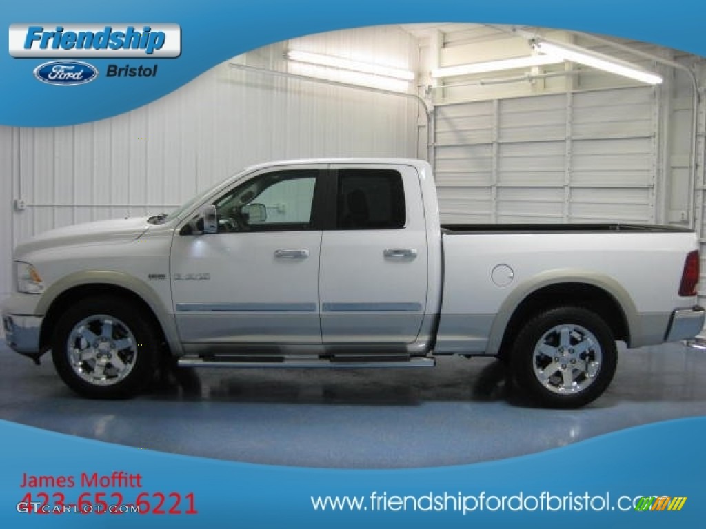 2010 Ram 1500 Laramie Quad Cab 4x4 - Stone White / Light Pebble Beige/Bark Brown photo #1