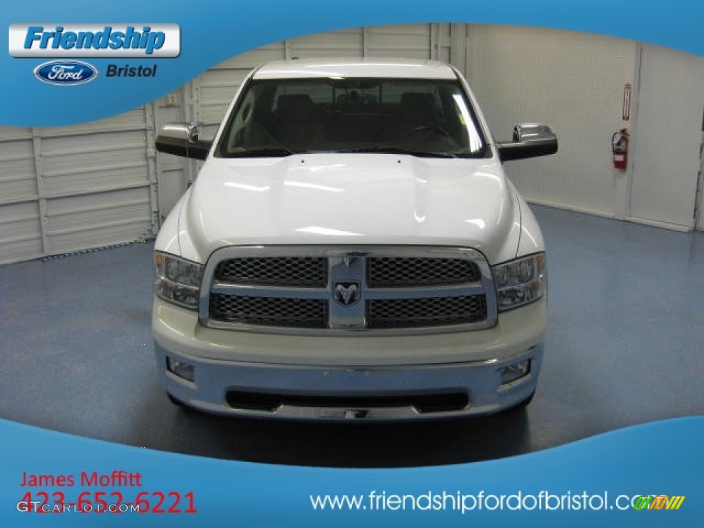 2010 Ram 1500 Laramie Quad Cab 4x4 - Stone White / Light Pebble Beige/Bark Brown photo #3