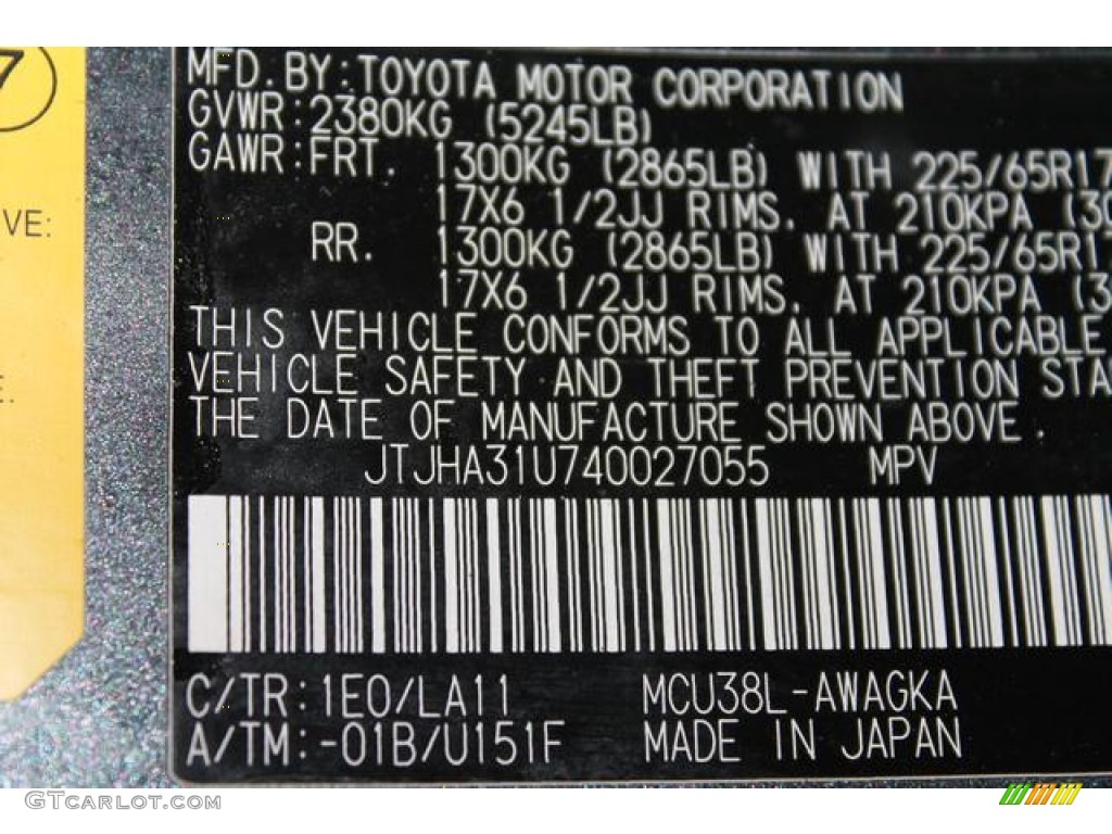 2004 RX Color Code 1E0 for Flint Gray Mica Photo #78564026