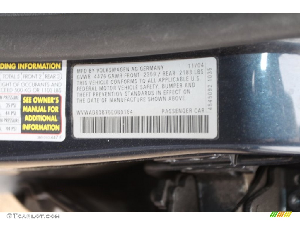 2005 Passat GLS 1.8T Sedan - Shadow Blue Metallic / Anthracite photo #25