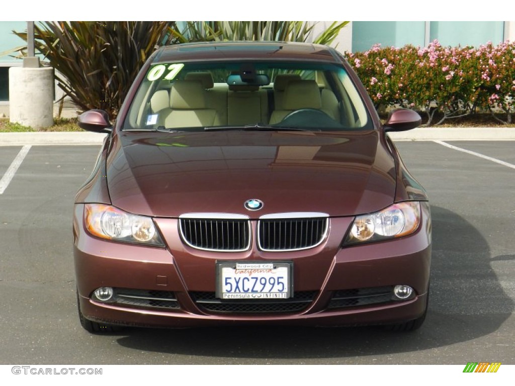 2007 3 Series 328i Sedan - Barrique Red Metallic / Beige photo #2