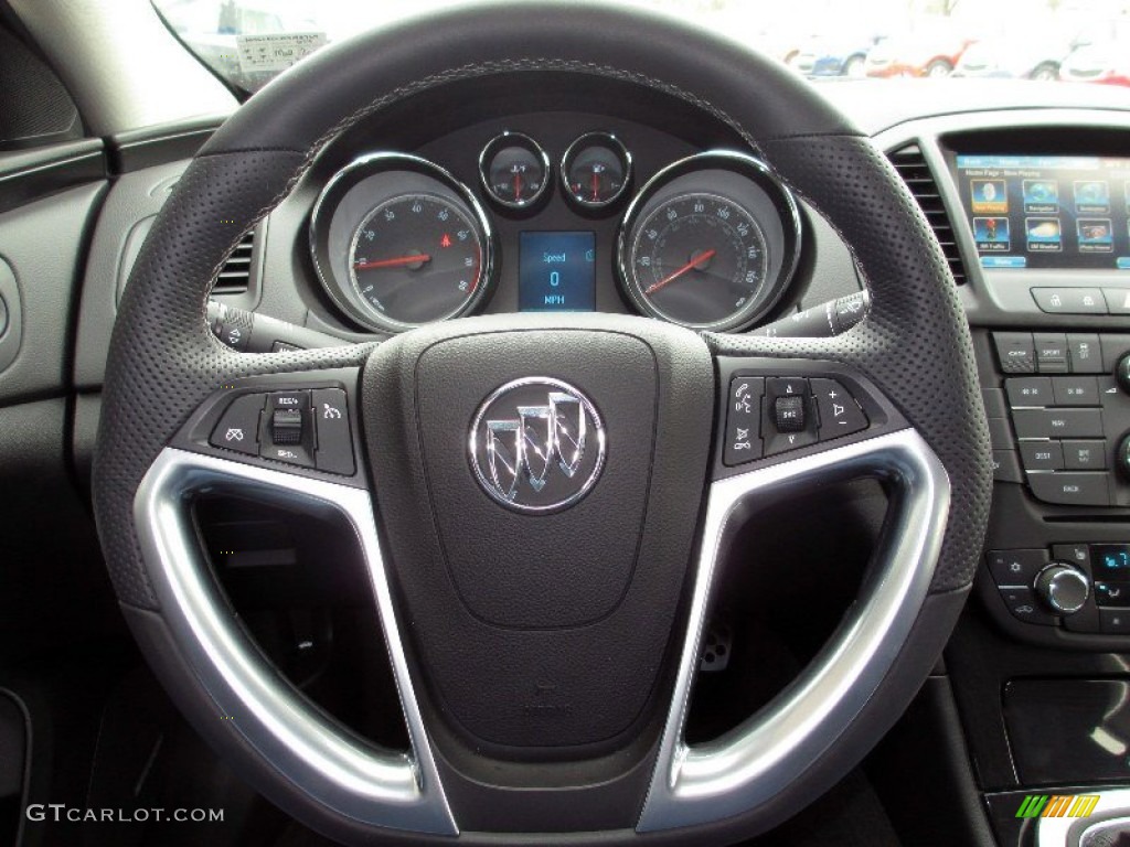 2012 Buick Regal GS Ebony Steering Wheel Photo #78573041
