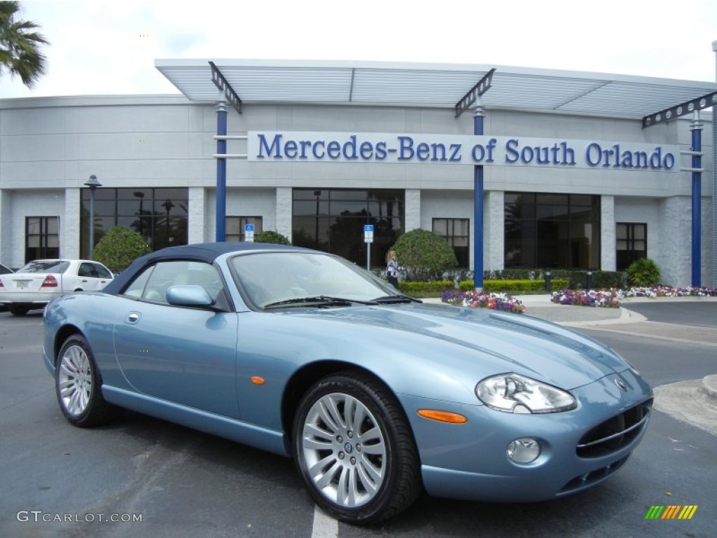 2006 XK XK8 Convertible - Frost Blue Metallic / Ivory photo #1