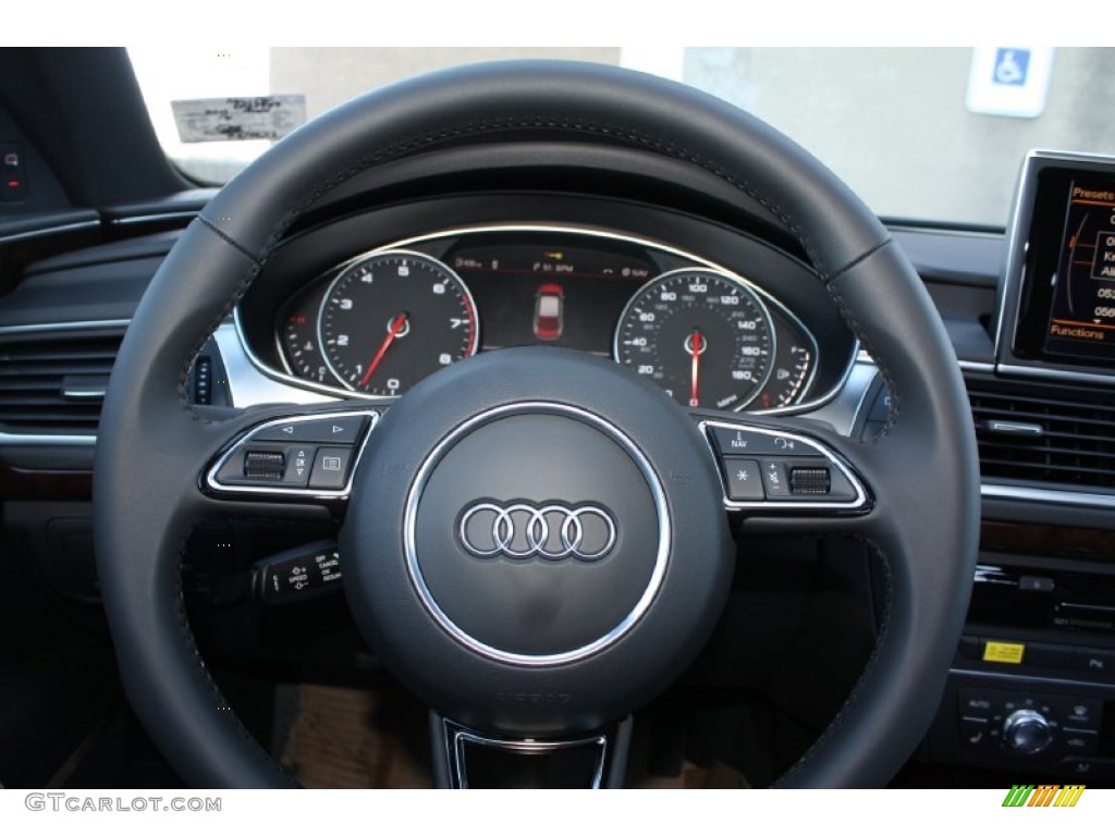 2013 Audi A7 3.0T quattro Premium Plus Black Steering Wheel Photo #78579040