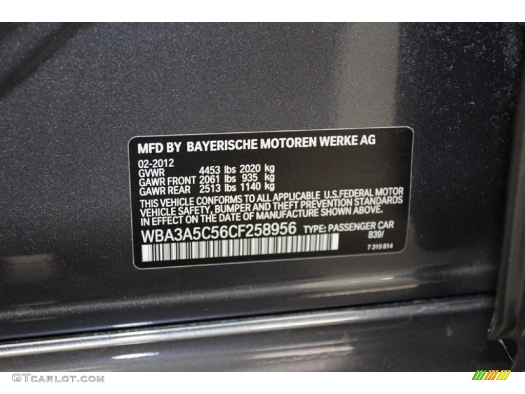 2012 3 Series Color Code B39 for Mineral Grey Metallic Photo #78580307