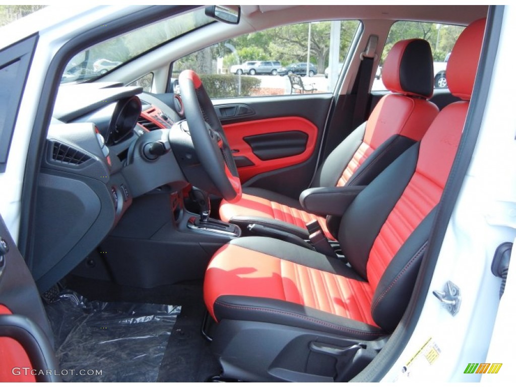 Race Red Leather Interior 2013 Ford Fiesta Titanium Sedan Photo #78586671