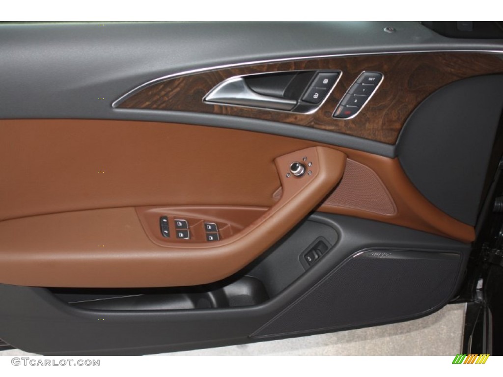 2013 Audi A6 3.0T quattro Sedan Nougat Brown Door Panel Photo #78595175