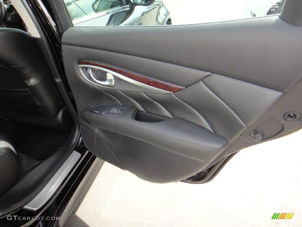2012 Infiniti M Hybrid Sedan Graphite Door Panel Photo #78595452