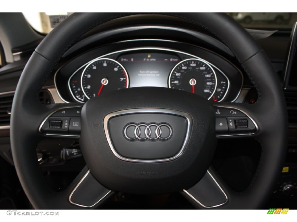 2013 Audi A6 3.0T quattro Sedan Nougat Brown Steering Wheel Photo #78595486