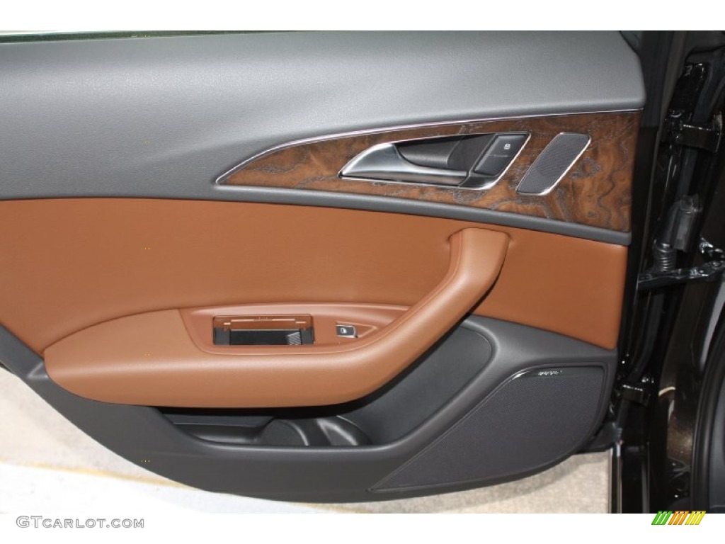 2013 Audi A6 3.0T quattro Sedan Nougat Brown Door Panel Photo #78595588
