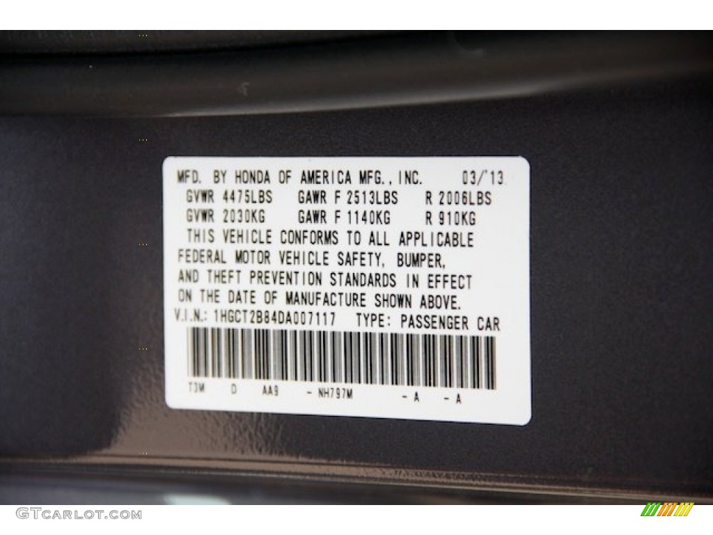 2013 Accord Color Code NH797M for Modern Steel Metallic Photo #78597468