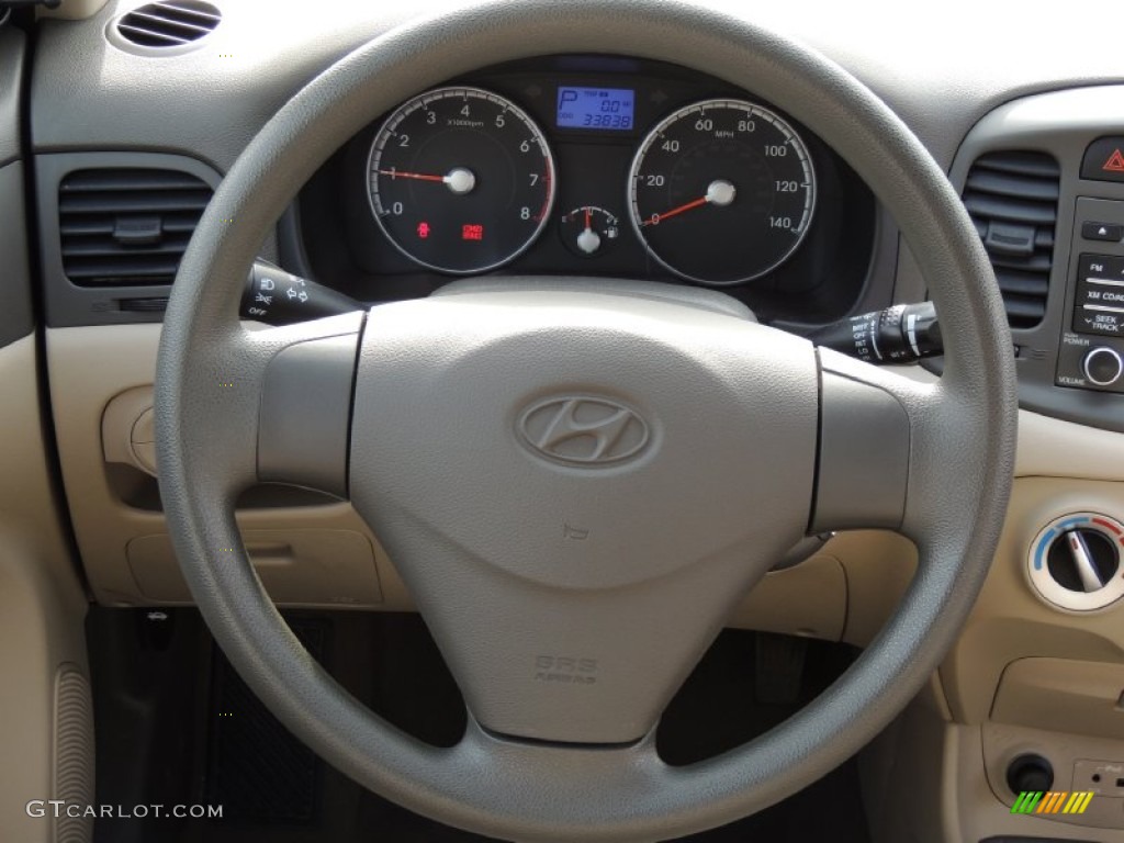 2011 Hyundai Accent GLS 4 Door Beige Steering Wheel Photo #78599772