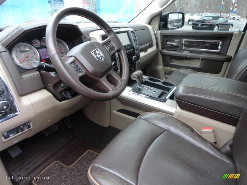 2012 Ram 1500 Laramie Longhorn Crew Cab 4x4 - Deep Molten Red Pearl / Light Pebble Beige/Bark Brown photo #8