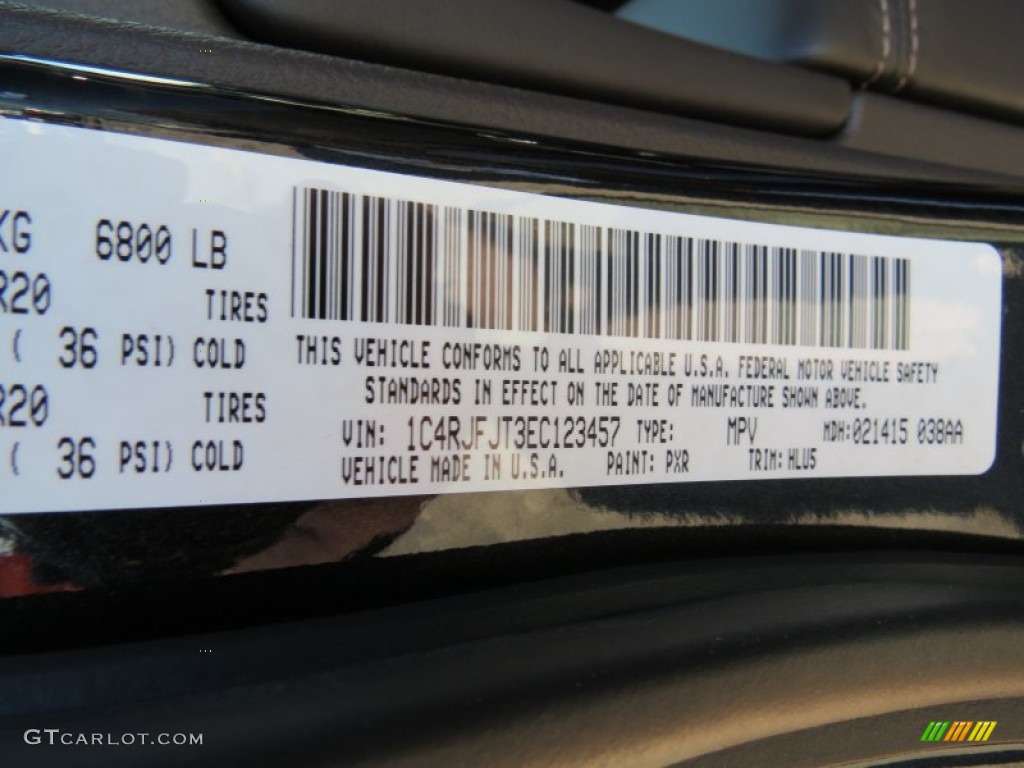 2014 Grand Cherokee Color Code PXR for Brilliant Black Crystal Pearl Photo #78606294