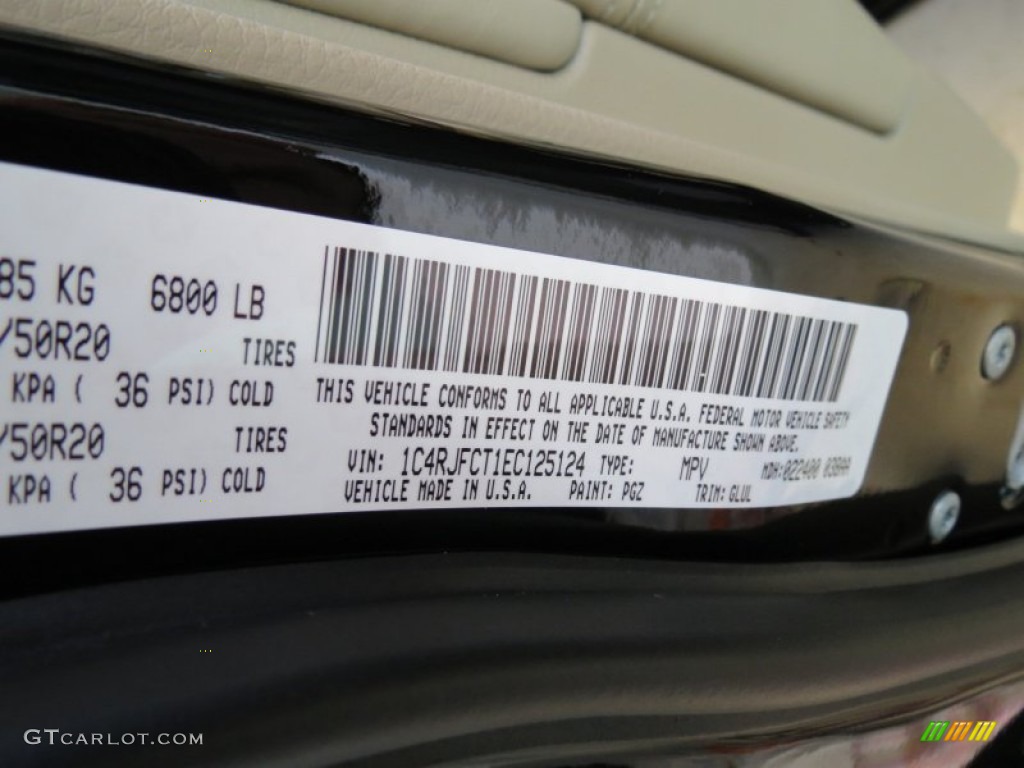 2014 Grand Cherokee Color Code PGZ for Black Forest Green Pearl Photo #78606825