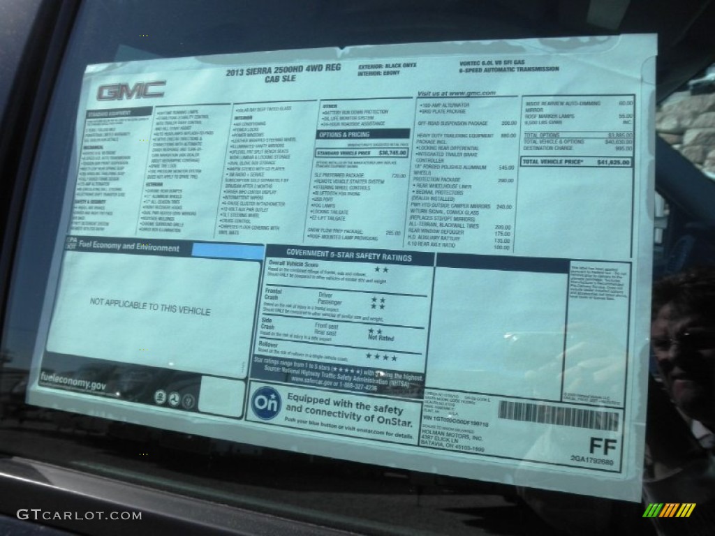 2013 GMC Sierra 2500HD SLE Regular Cab 4x4 Window Sticker Photo #78609571