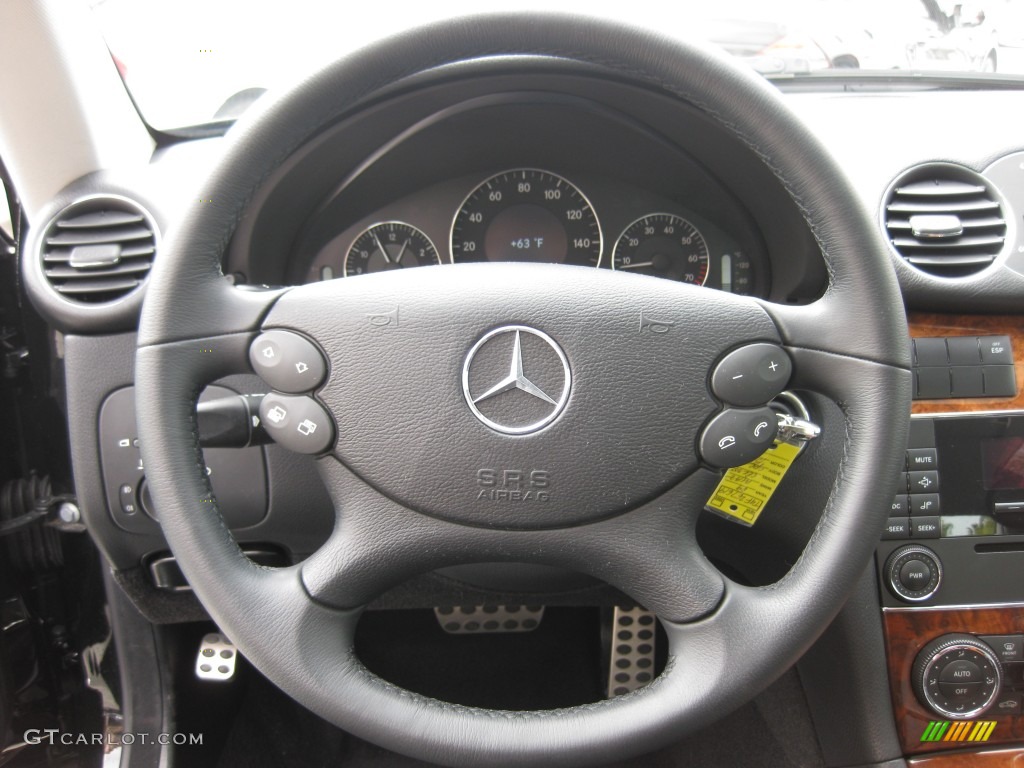2009 Mercedes-Benz CLK 350 Coupe Black Steering Wheel Photo #78613262