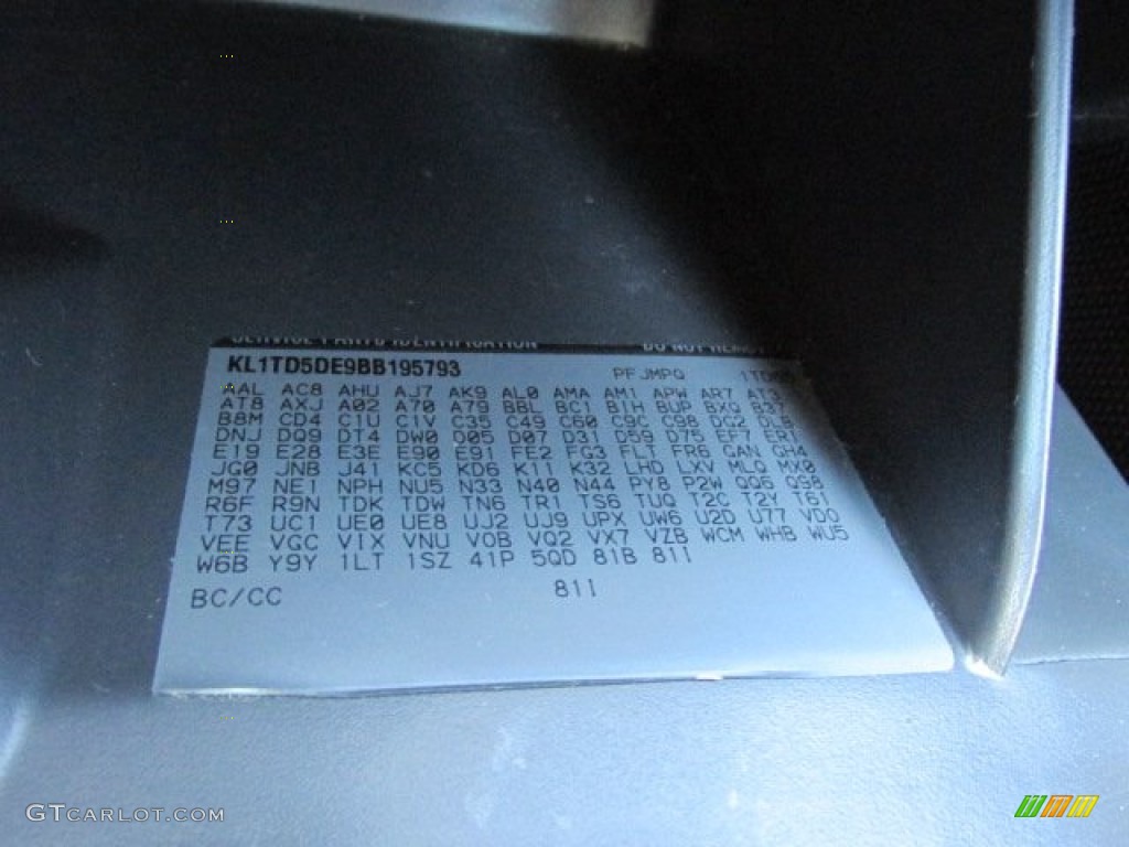 2011 Aveo Color Code 811 for Ice Silver Metallic Photo #78613275