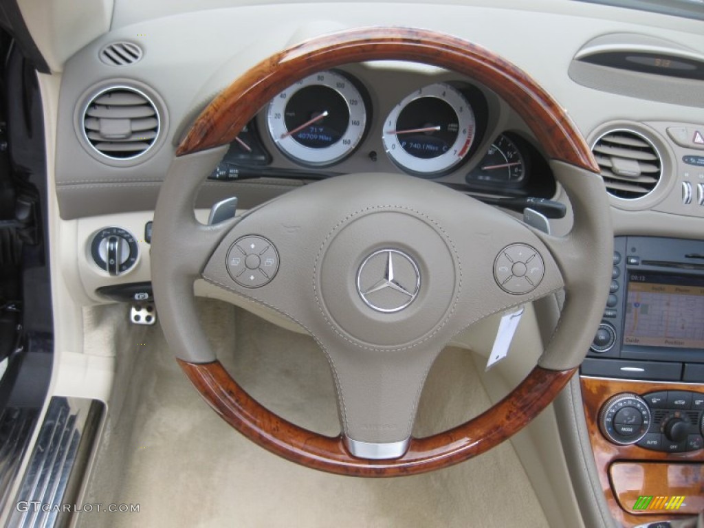 2009 Mercedes-Benz SL 550 Roadster Stone Steering Wheel Photo #78614637