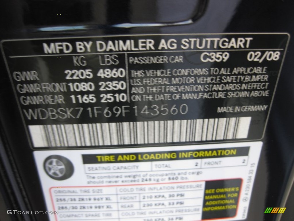 2009 SL Color Code 359 for Capri Blue Metallic Photo #78614749
