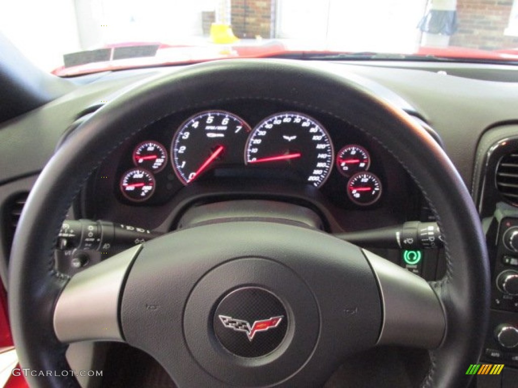 2008 Chevrolet Corvette Z06 Ebony/Red Steering Wheel Photo #78618978