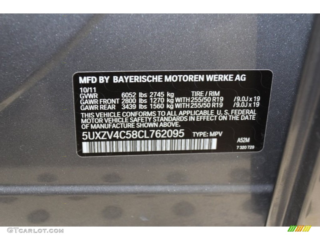 2012 BMW X5 xDrive35i Color Code Photos