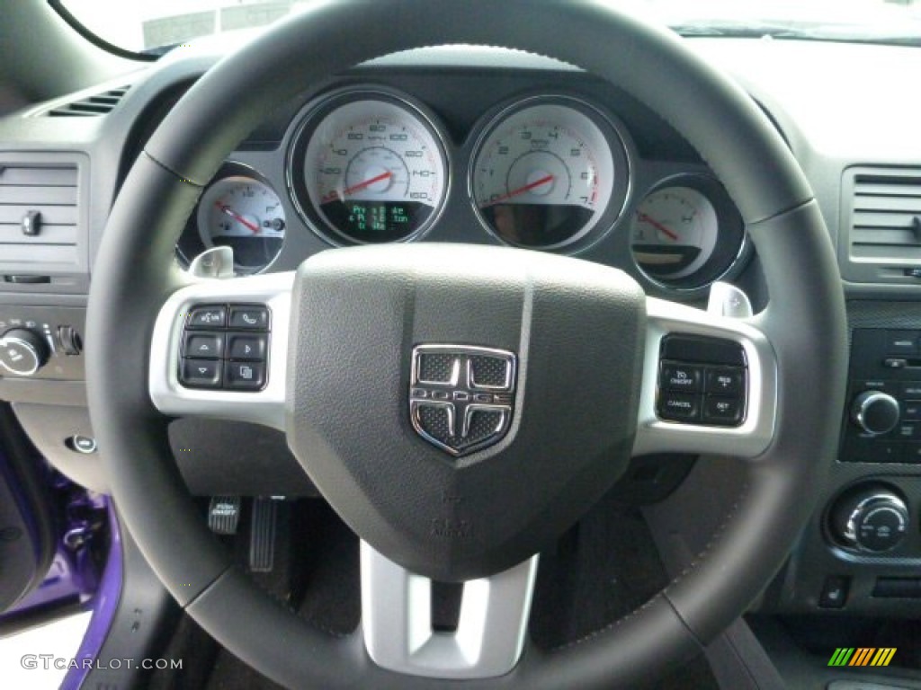 2013 Dodge Challenger R/T Classic Dark Slate Gray Steering Wheel Photo #78636537