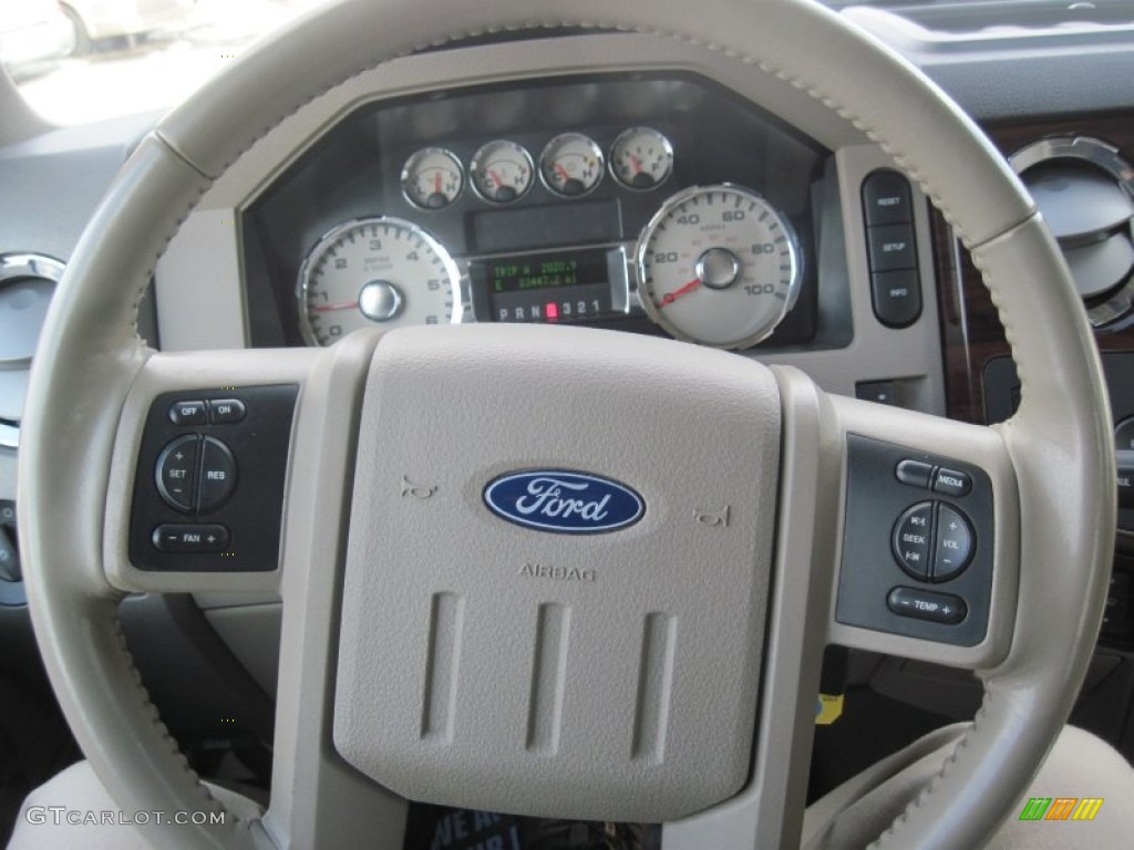 2008 Ford F350 Super Duty Lariat Crew Cab 4x4 Camel Steering Wheel Photo #78641299