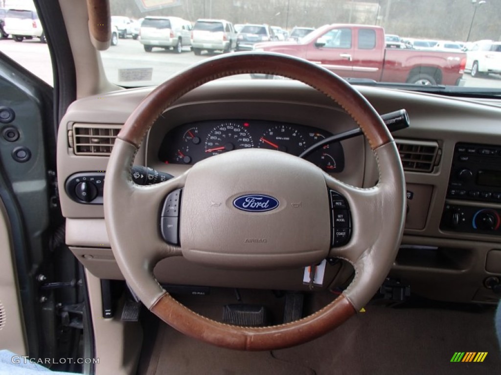 2003 Ford F250 Super Duty King Ranch Crew Cab 4x4 Castano Brown Steering Wheel Photo #78641896