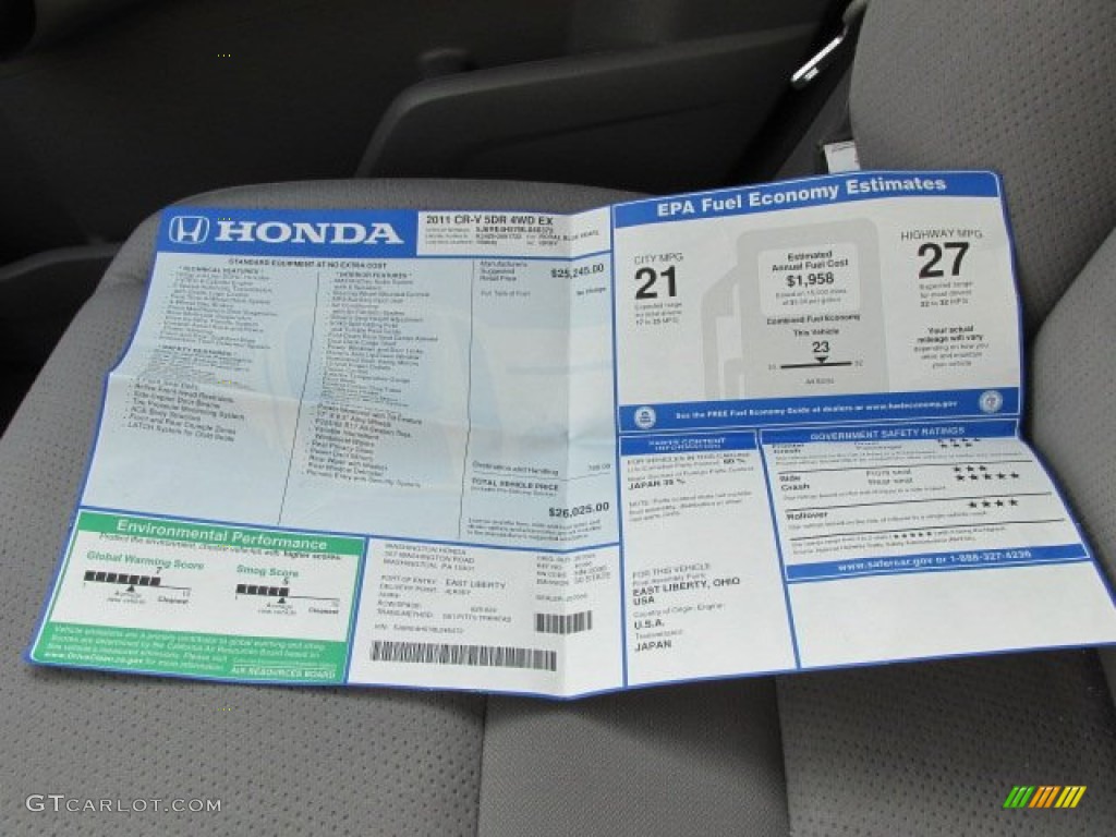 2011 CR-V EX 4WD - Royal Blue Pearl / Gray photo #17