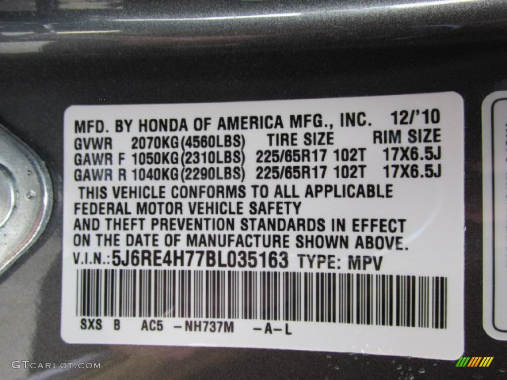 2011 CR-V EX-L 4WD - Polished Metal Metallic / Gray photo #19