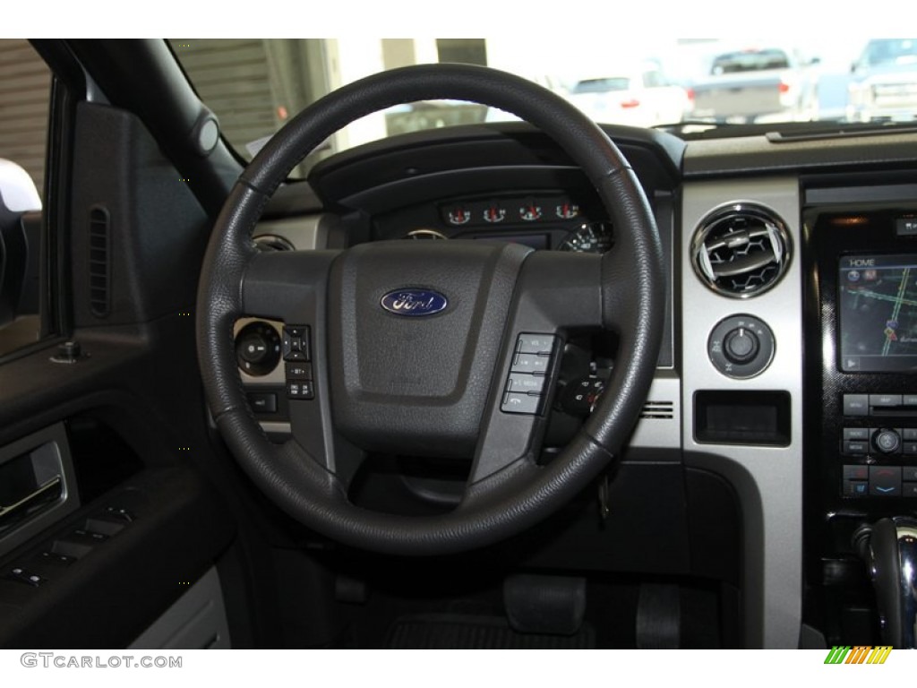 2012 Ford F150 FX4 SuperCrew 4x4 Black Steering Wheel Photo #78644835