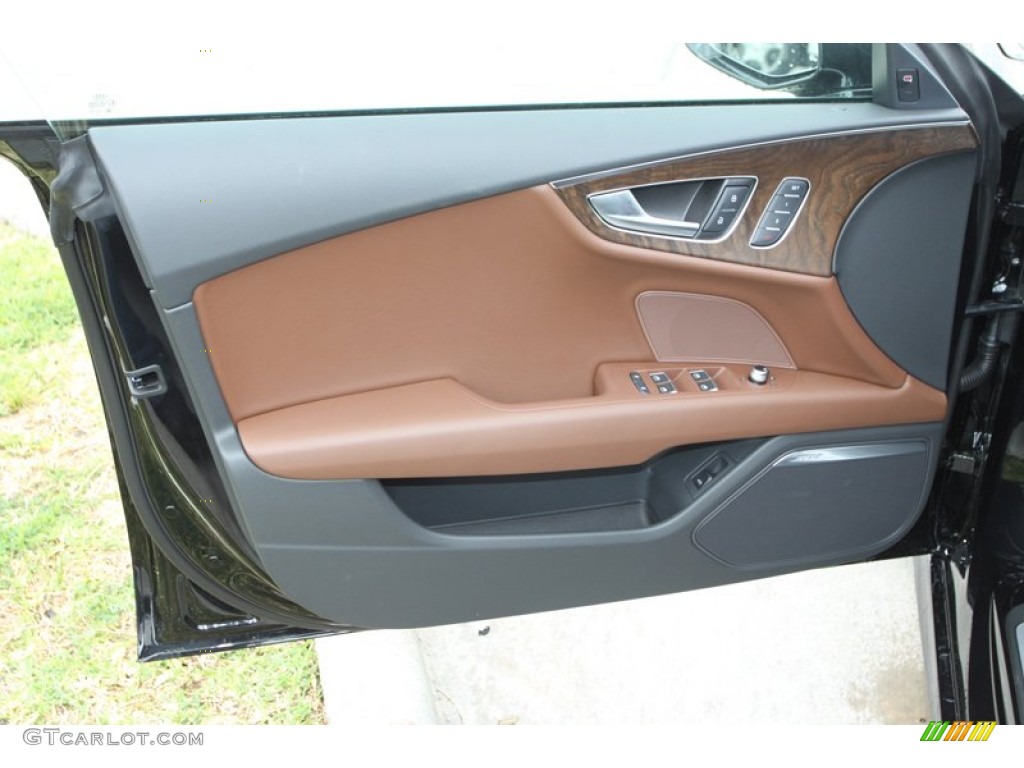 2013 Audi A7 3.0T quattro Premium Nougat Brown Door Panel Photo #78645742
