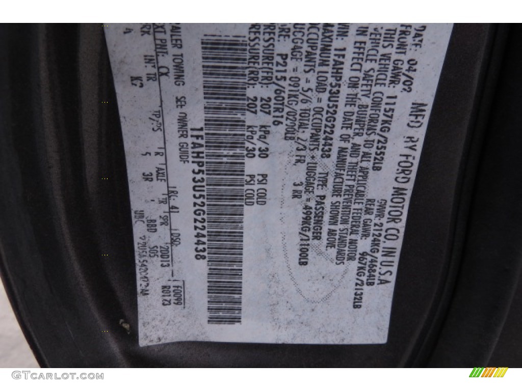 2002 Taurus Color Code CX for Dark Shadow Grey Metallic Photo #78645799