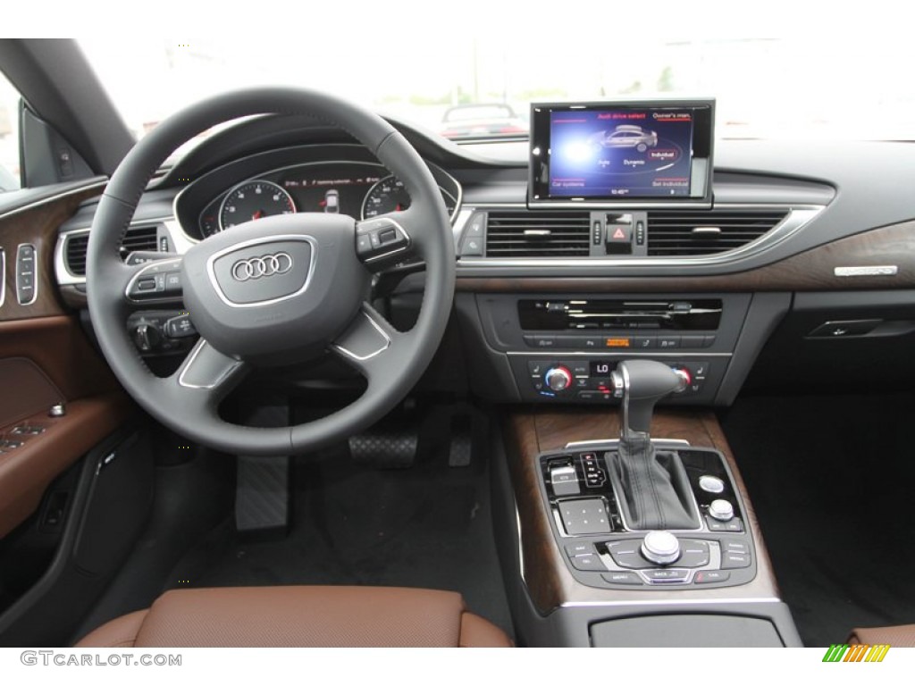 2013 Audi A7 3.0T quattro Premium Nougat Brown Dashboard Photo #78645844