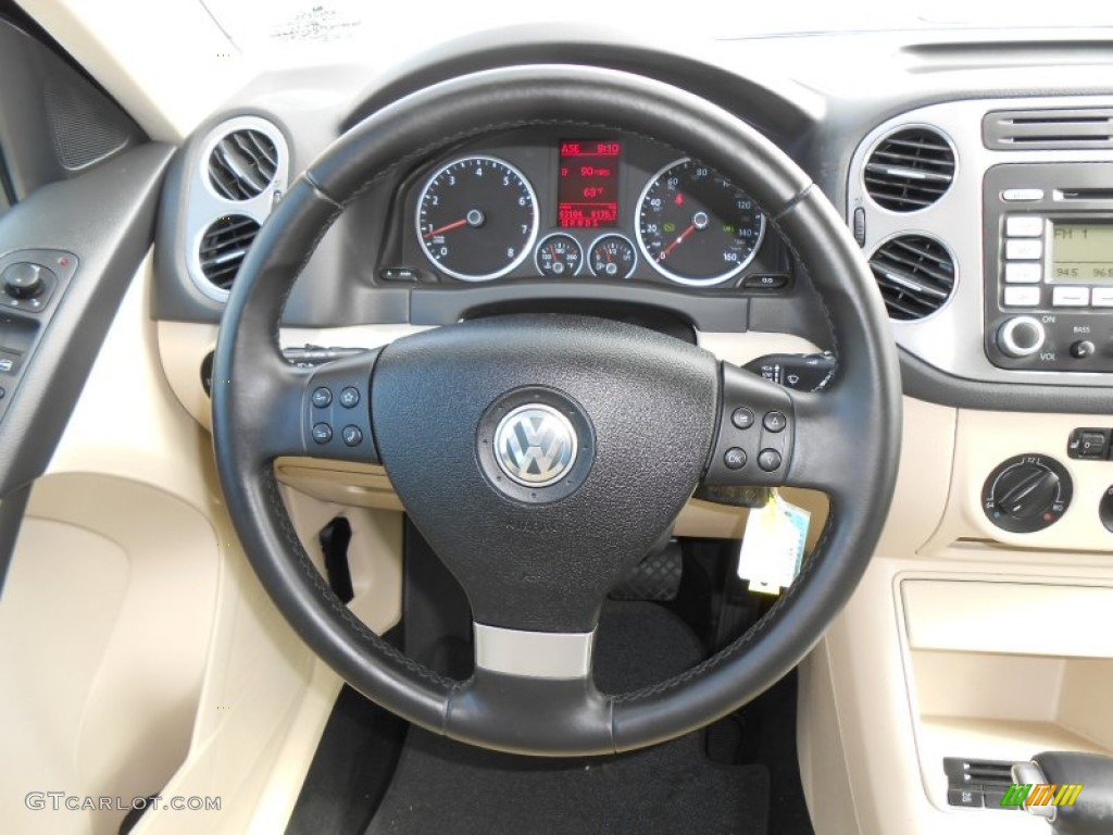 2009 Volkswagen Tiguan SE Sandstone Steering Wheel Photo #78647242