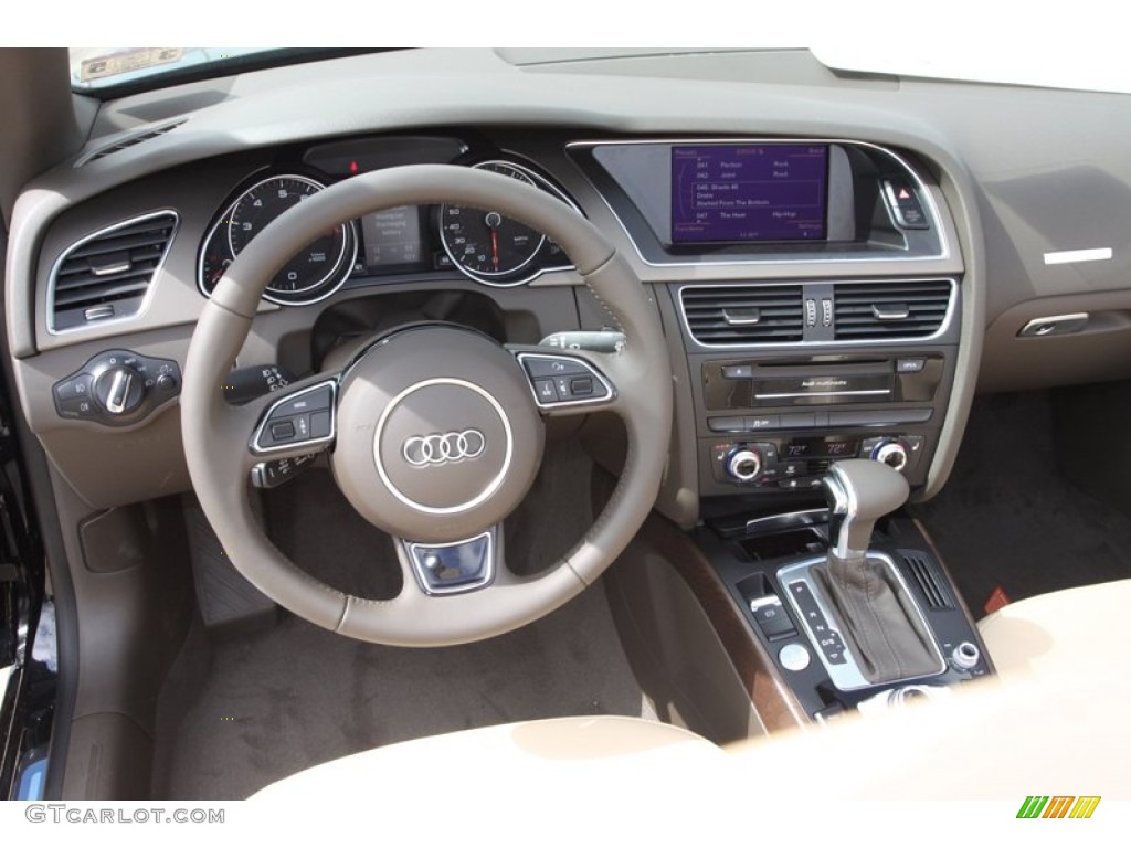 2013 Audi A5 2.0T quattro Cabriolet Velvet Beige/Moor Brown Dashboard Photo #78649447